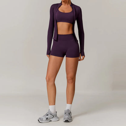Seamless Yoga Set for Women – 2/3PCS Gym Outfit with Sports Bra & short leggings