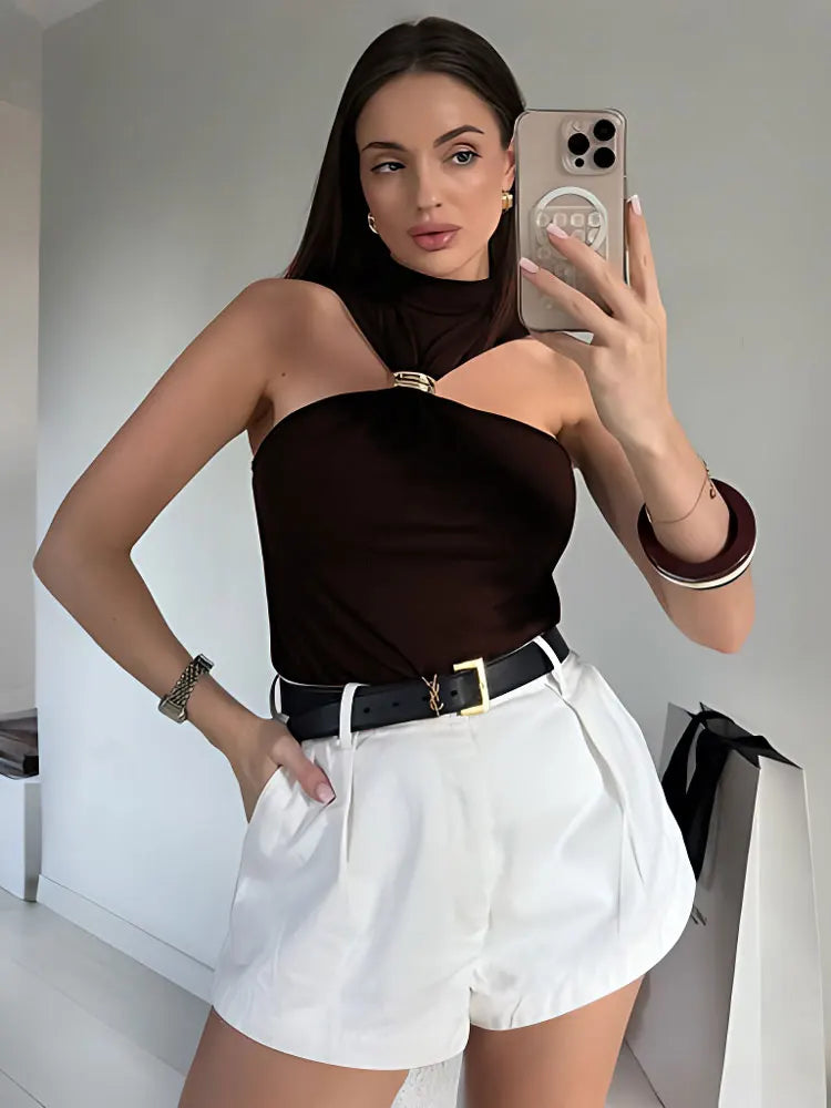 Summer Fashion Sexy Tank Top Pullover for Women Slim Off-Shoulder Patchwork Strapless Y2K Vest Top Female Cropped Top 2025