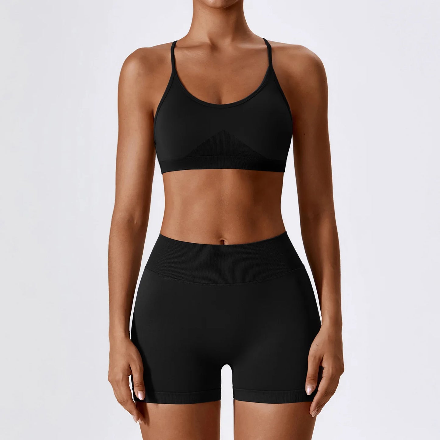Seamless Yoga Set for Women – 2/3PCS Gym Outfit with Sports Bra & short leggings