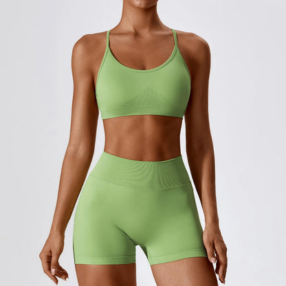 Seamless Yoga Set for Women – 2/3PCS Gym Outfit with Sports Bra & short leggings