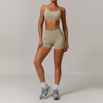 Seamless Yoga Set for Women – 2/3PCS Gym Outfit with Sports Bra & short leggings