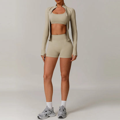 Seamless Yoga Set for Women – 2/3PCS Gym Outfit with Sports Bra & short leggings