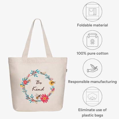 Aesthetic Canvas Tote Bag for Women Large Zipper Tote Bags with Pocket, Womens Tote Bag for Yoga, Work, Beach